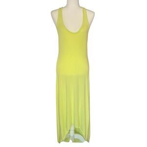 NWT Victorias Secret High Low Maxi Dress Stretch Knit Neon Lime Green Medium